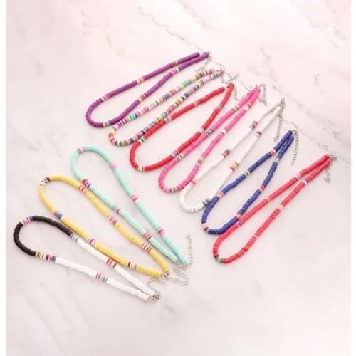 Colorful Boho Beads Necklace For Women Polymer Clay Heishi Choker Necklace collares подвеска collier Summer Jewelry Wholesale