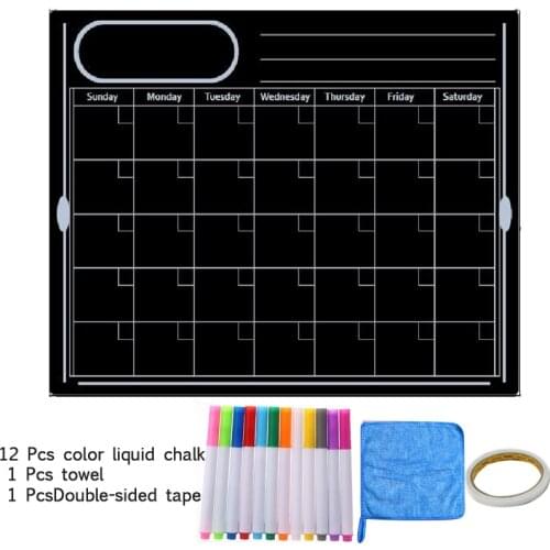 Magnetic Black Board Weekly Monthly Planner Calendar Dry Erase Fridge Erasable Memo Message Writing Door Table Wall Sticker Kids
