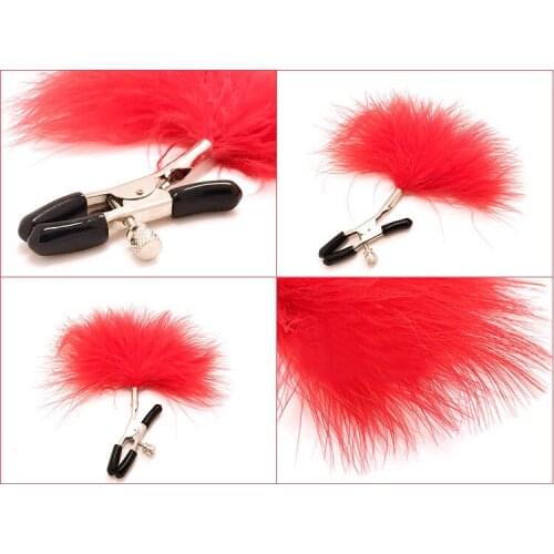 Fancy Feather Nipple Clamps Tickle and tease those sensitive nipples with adjustable clamps cosplay game sex toys for couples