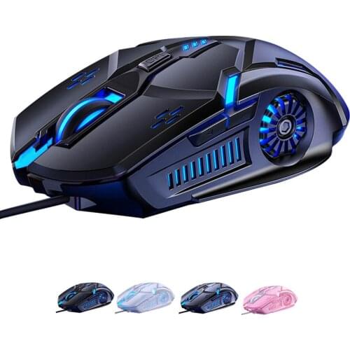 Gaming Mouse Low-noise 7 Color Backlight 6 Key Anti-slip Mechanical Mouse Gaming Accessory, Grey