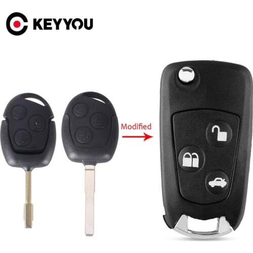 KEYYOU New Uncut Blank 3 Buttons Modified Folding Remote Key Flip Fob Shell For FORD FOCUS MONDEO Fiesta
