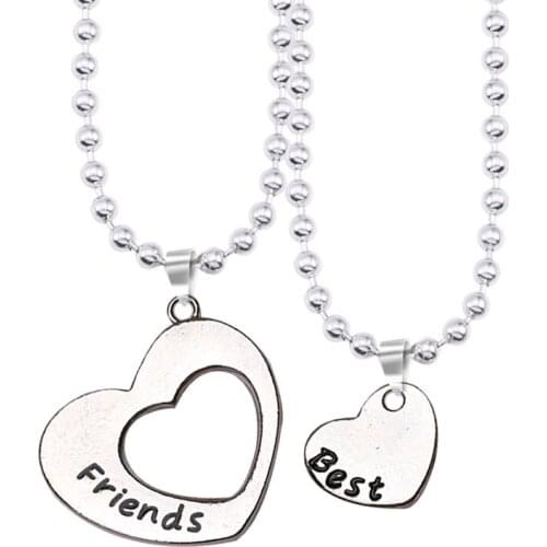 New Product 2 Piece Set Splicing Pendant Best Friend Forever Friendship Couple Necklace BFF Broken Heart Jewelry Gift