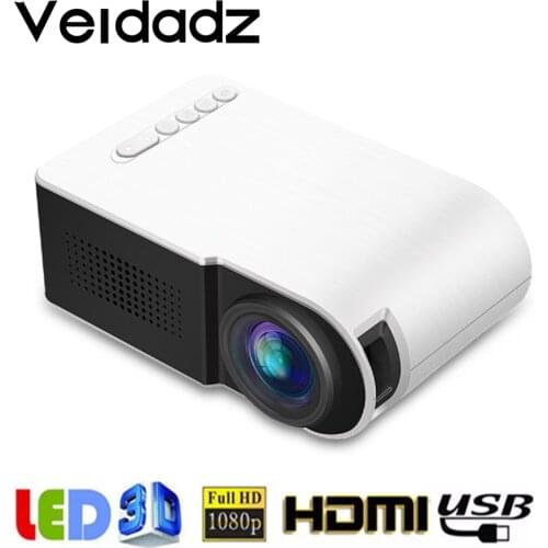 VEIDADZ YG210 Mini Portable Projector LED 600 Lumen Supports 1080p HD Playback 3.5mm Audio HDMI USB Home Media Player