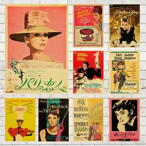 Audrey Hepburn Famous Movie/Films Poster Kraft Paper Painting Home Room Wall Decorative Picture