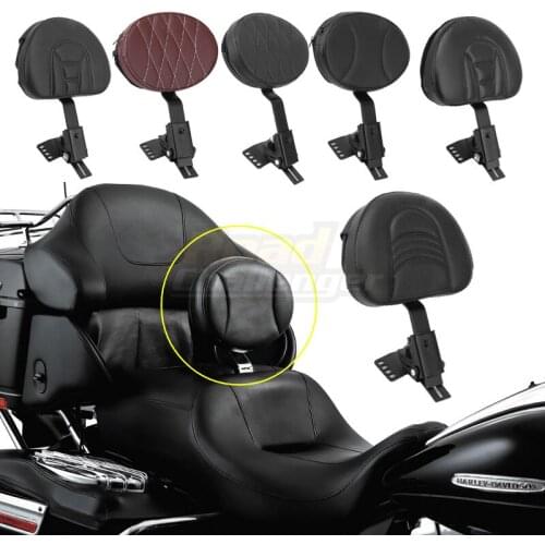Motorcycle Adjustable Black Driver Rider Seat Backrest Kit For Harley Touring FLTR FLHT FLHR models 1997-2018
