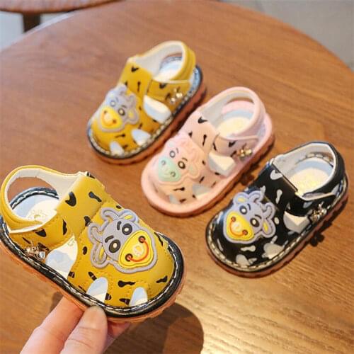 2021 hot Boy Girls Sandals Baby Baotou Kick-proof Toddler sandals 0-2 years old baby girl Soft bottom Non-slip toddler shoes