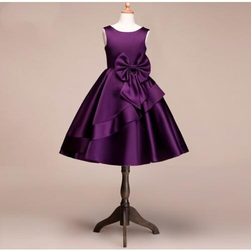 Satin Infant Baby Girl Clothes Baby Baptism Dress Bow Newborn Girl Sleeveless Dress for 1 st Birthday Toddler Party Costume