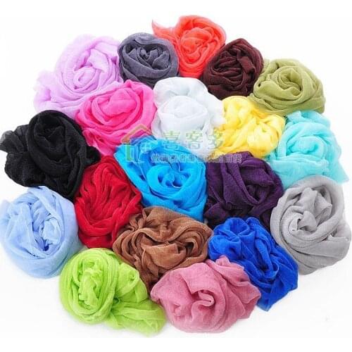 2018 100pcs Womens girl scarf candy color silk scarves,sweet candy wrinkled scarves,hot sell silk scarves