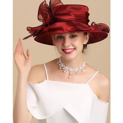 Ladies Fascinators Millinery Hat Church Wide Brim Bucket Hats Kentucky Derby Fedora Women Summer Beach Foldable Sun Cap 55-58CM