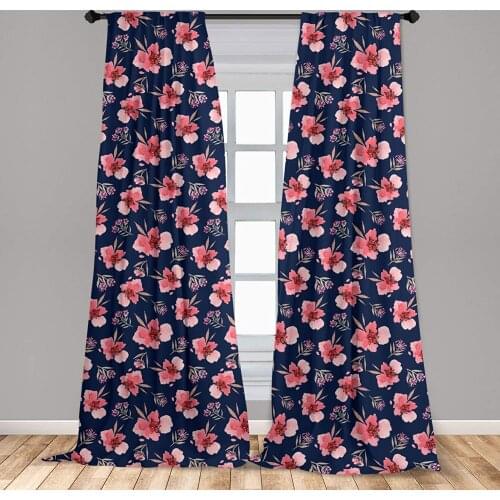 Watercolor Window Curtains Nature Inspired Composition with Pink Garden Flora Vintage Petals Window Drapes with Rod Pocket