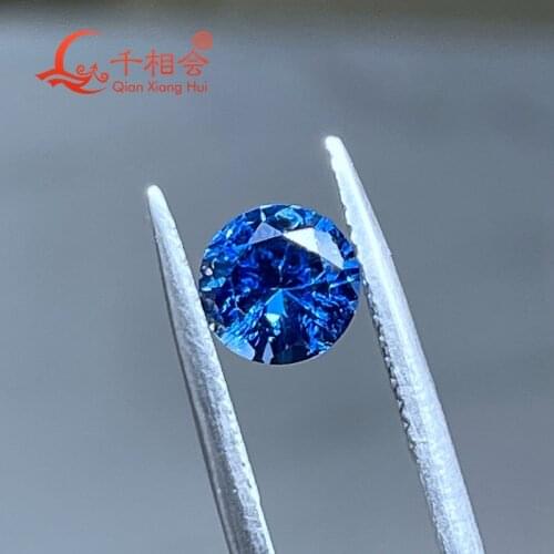 33# blue color Artificial sapphire Round shape diamond cut including minor cracks and inclusions corundum loose gem stone