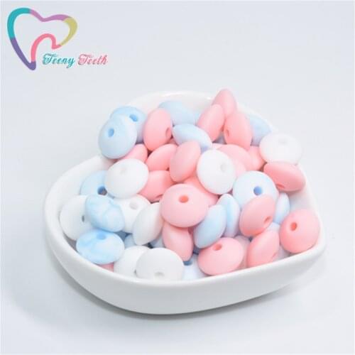 Teeny Teeth 50PCS Marble Colors Mix Silicone Lentil Beads Baby Chewable Non Toxic BPA Free Abacus Silicone Teething Lentil Beads
