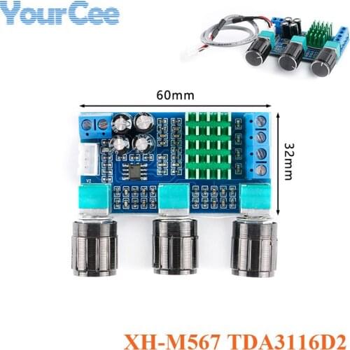 XH-M567 TPA3116D2 Dual Channel Stereo 80W*2 High Power Digital Audio Power Amplifier Board Module High-bass Adjustment Board