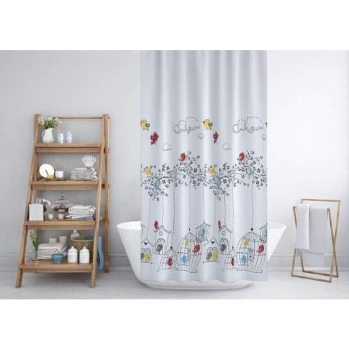 Zethome 6144 Showe Curtain Modern Design Polyester Fabric Waterproof Washable Mould (71" x 78")