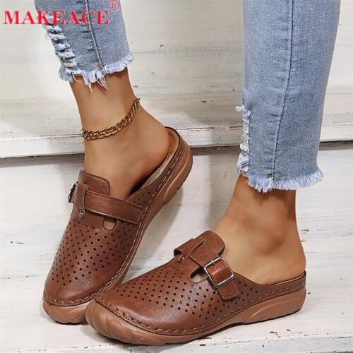 Womens Slippers New Summer Fashion Roman Bao-tou Muller Slippers Comfortable Low-heeled Outdoor Casual Shoes for Women