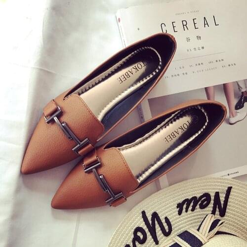 Korean Famous Brand Pointed Toe Shallow Single Shoes Women big size 41 Superstar Metal Decoration Flats Shoes Women Creepers