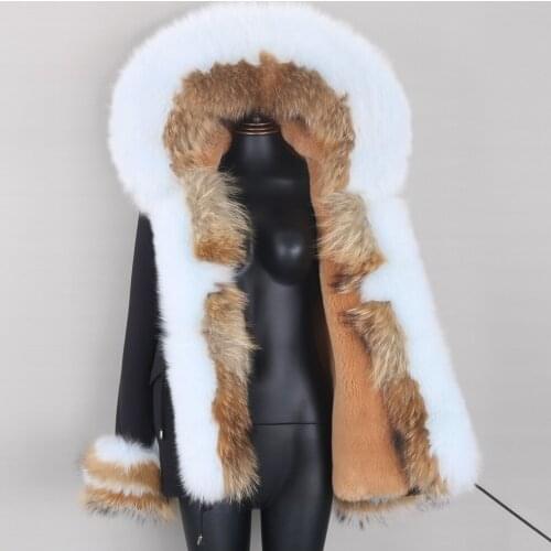 2021 new With Natural Fox Fur Hood Casual Wear Quality Fashion Autumn Winter Womens Coat Winter Jacket Real Fur Parka