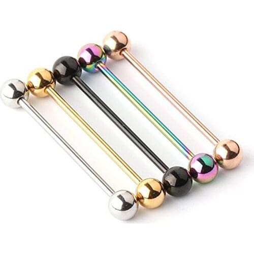 1 Pair Long Industrial Barbell Earrings Fashion 14G Mutiple Colors Stainless Steel Earrings Piercing Barbell Punk Gothic Jewelry