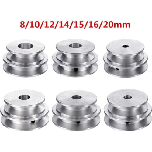 1pc Aluminum Alloy Double Groove 60&50MM Pulley Wheel 8-20MM Fixed Bore Pulley for Motor Shaft 10MM Round Belt