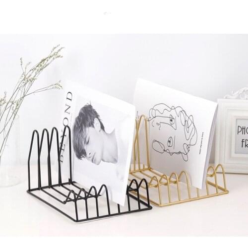 1PC Nordic style Golden Iron Art Grid Storage Rack Book Holder Three Layer Desktop Magazine Shelf Home Organizer Holder JL 246