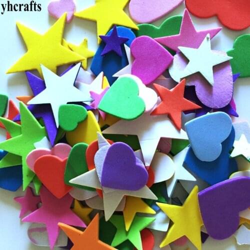 1bag/LOT Mix star hearts foam stickers Craft material Early learning educational toys Color learning Kindergarten reward label