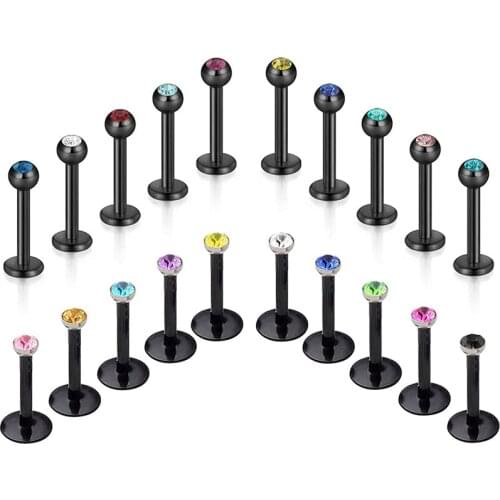 16G 10mm Forward Helix Earring Surgical Steel Bioflex Tragus Cartilage Lip Rings Zircon Labret Stud Barbell Piercing Jewelry