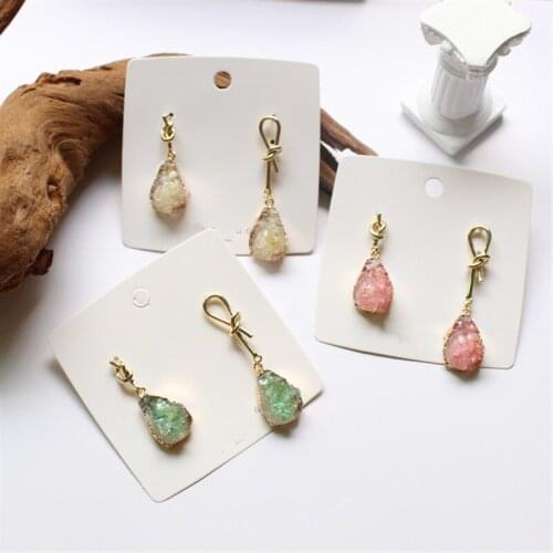 2019 new design fashion jewelry alloy knot asymmetrical earrings natural mine earrings for women gfit