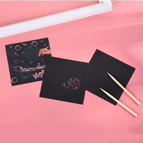 24 Sheets Scratch Paper Rainbow Painting Sketch Pads DIY Art Craft Scratchboard J60B