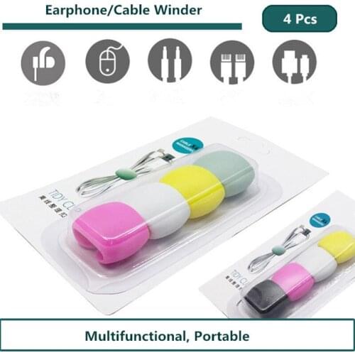 4pcs Colorful Cable Protector Cable Winder Organizer Wire Data Line Holder Line Fixer Winder Wrap Cord Headset Accessories