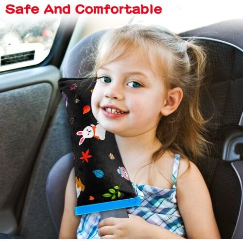 4Pcs Animal Seatbelt Pillow Car Seat Belt Covers with Clips Adjust Shoulder Pads Safety Belt Strap Cover Headrest for Children