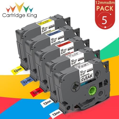 5PCS 12mm TZe Tape TZe-231 TZe-431 TZe-531 TZe-631 TZe-731 Labels Ribbon Compatible for Brother P-touch TZ231 TZE231 Label Maker