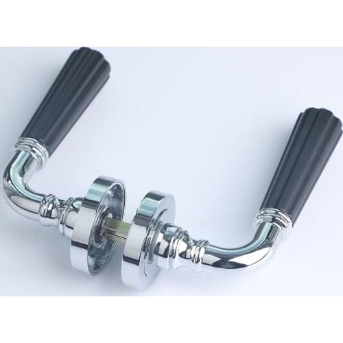 Free Shipping NEW European simple wood door Imitation interior handle lock Bedroom Mute Black Zinc alloy Ceramic split lock 72mm