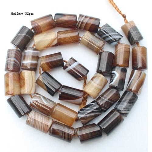 Multi Size 6-30mm Coffe Color Stripe agates Tube Beads 15"For DIYJewelry making!We provide mixed wholesale for all items