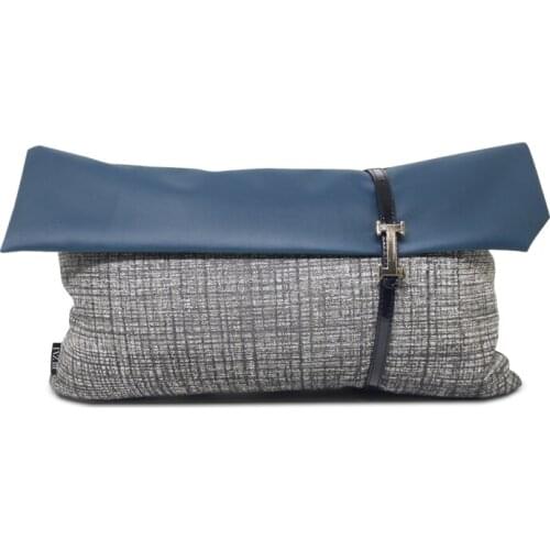 Grey Plaid Cushion Cover Decorative Blue PU Living Room Cojines Sofa Pillowcase Home Decor Throw Pillow Cover 50x50cm/30x50cm