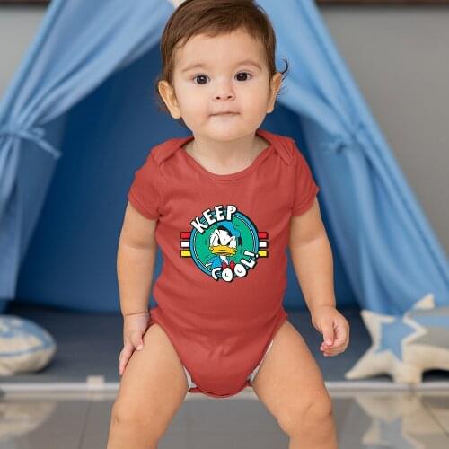 Disney Donald Duck Cartoon Printing Infant Romper Kawaii Fashion Summer New O-Neck Short Sleeve Baby Onesie 0-24M Comfort Trend