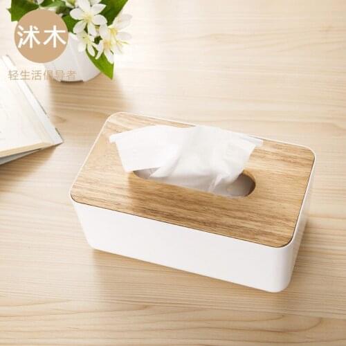 European Style Retro Tissue Box Creative Napkin Pumping Box Living Room Car with Oak Wooden Lid Tissue Box Tissue Cover