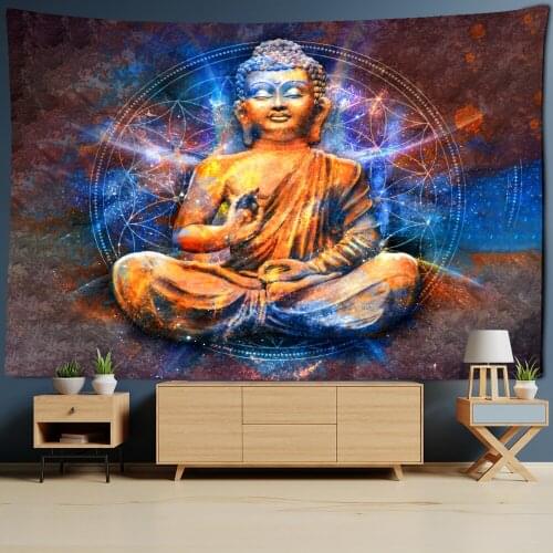 Buddha Tapestry Wall Hanging Printing Bohemian Psychedelic Religion Living Psychedelic Room Home Decor