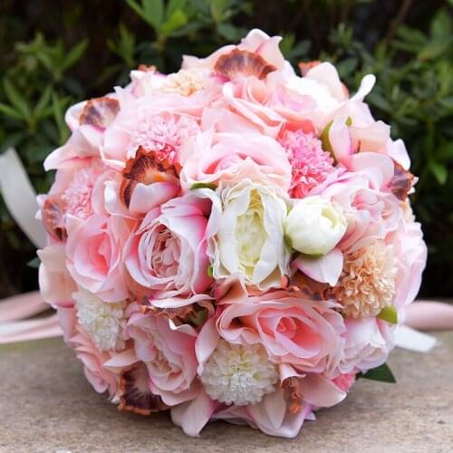 Artificial Flowers Silk Rose Bridal Bouquet Flowers Artificial Flower Arrangements for Home Decoration Party Wedding ramo novia