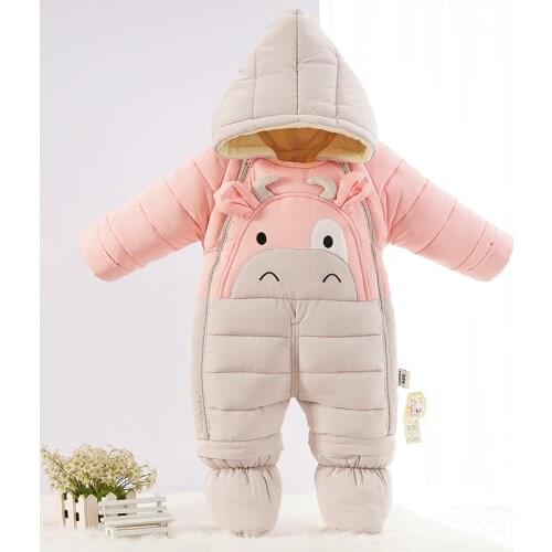 -30 degrees Russian new Cartoon bear winter overalls clothes baby jumpsuit kids girl coat infant snowsuit boy snow wear clothing