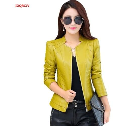 2019 Women Soft PU Leather Jacket Motorcycle Outerwear Autumn Female Slim Faux Leather Coat Plus Size Short Ladies Jacket W1424