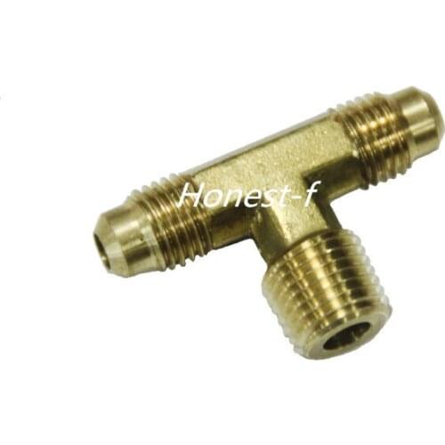 Brass 1/4" OD x 1/4" OD x 3/8" Male NPT Flare Male Branch Tee Tube Fitting
