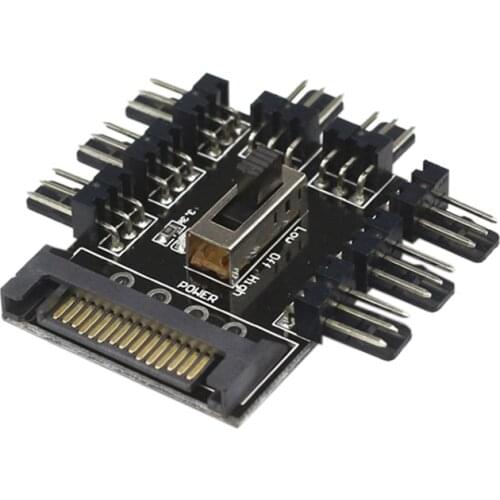 Multi Way Splitter Cooler Cooling Fan Hub PC Computer SATA 1 to 8 3pin 12V Power Socket PCB Adapter XXM8