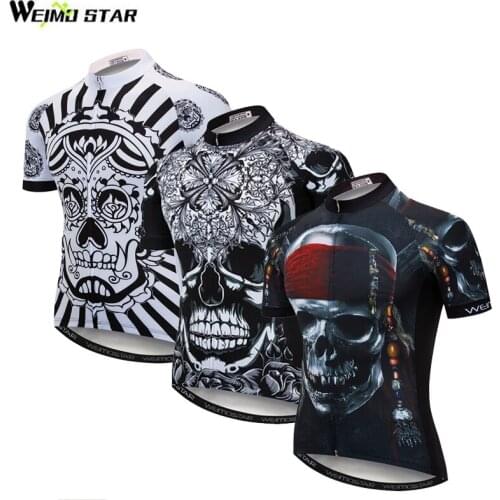Weimostar Skull Cycling Jersey Tops Bicycle Jerseys Downhill Bike Jersey Shirt Mens MTB Cycling Clothing Ropa Maillot Ciclismo