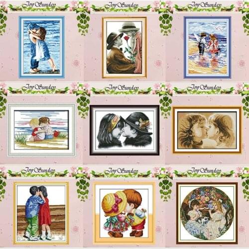 Lovely lovers Innocence girl boy child Cross Stitch 11CT 14CT Cross Stitch Sets DIY Cross-stitch Kits Embroidery Needlework