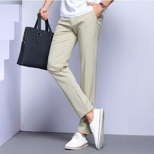Four Seasons New Casual Pants Mens Middle-aged And Young Business Slim Trousers 2021 Spring And Autumn Trousers Straight Men