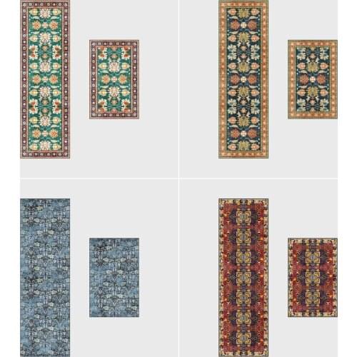 New fashion ethnic flower blue green red gold kitchen mat combination entry mat bedroom non-slip bedside blanket