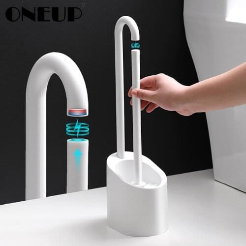 ONEUP Bathroom Magnetic Cleaning Brush PP Plastic Bathroom Accessories Set Home Long Handle Shower Room Portable Toilet Brush