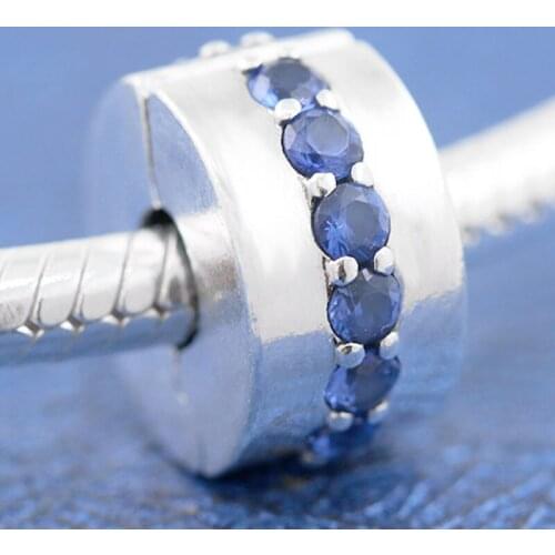 Original Blue Sparkling Shining Path With Crystal Clip Beads Fit 925 Sterling Silver Charm Bracelet Bangle Diy Jewelry