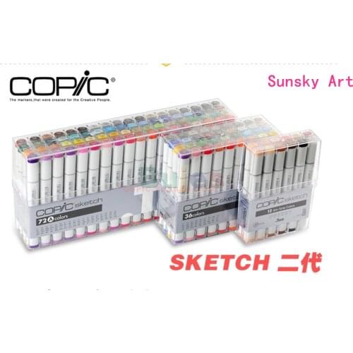 Original Japan COPIC Sketch 2 12 color Double head Square head 6mm/soft head alcohol oil marker cartoon design art supplies