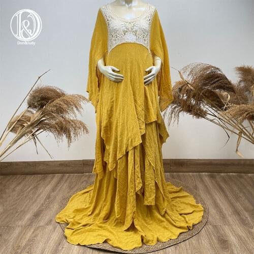 Don&Judy Boho Maternity Dress for Photography Vintage Embroidery Women Maxi Party Prom Evening Wedding Dresses for Photoshoot